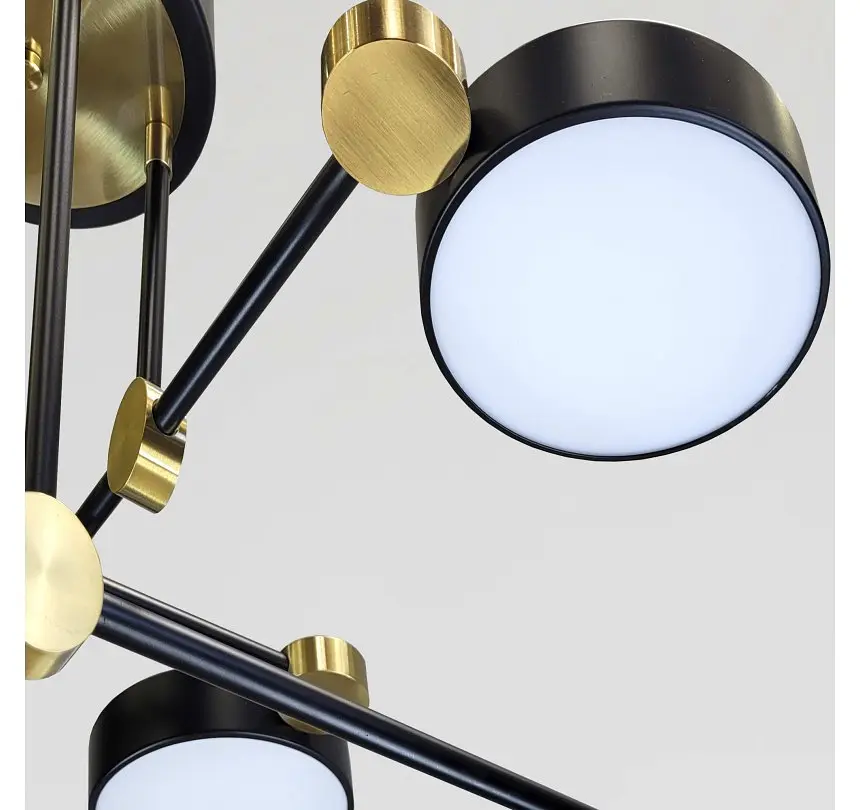 Сучасна чорно-золота LED люстра на 8 плафонів Artlight P537/8BK для вітальні та кабінету - фото 3