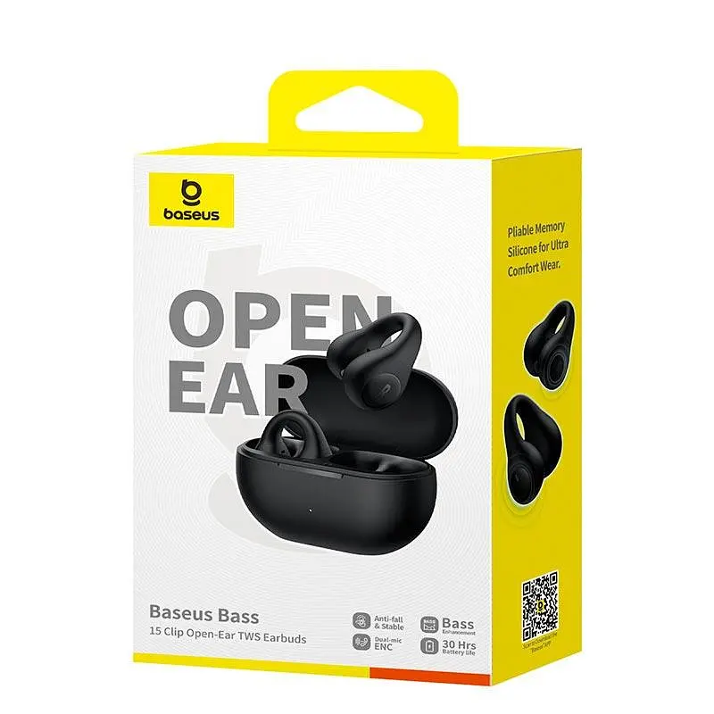 Беспроводные наушники Baseus Bass 15 Clip, Open-Ear True Wireless Earphones, ENC, BT5.4, 40mAh, 400mAh, 8h, black - фото 11