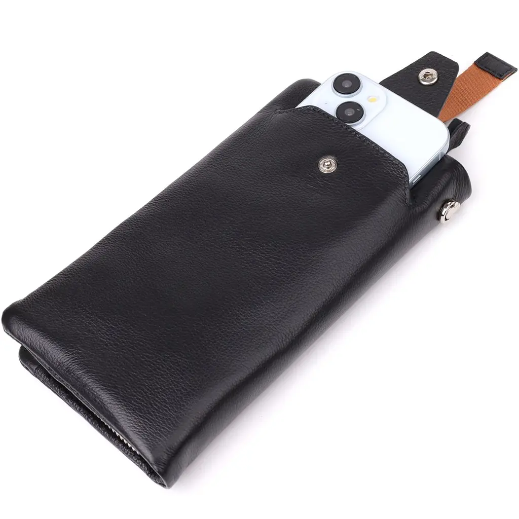 Жіночий шкіряний гаманець-клатч із відділенням під телефон ST Leather 23101 чорний - фото 7