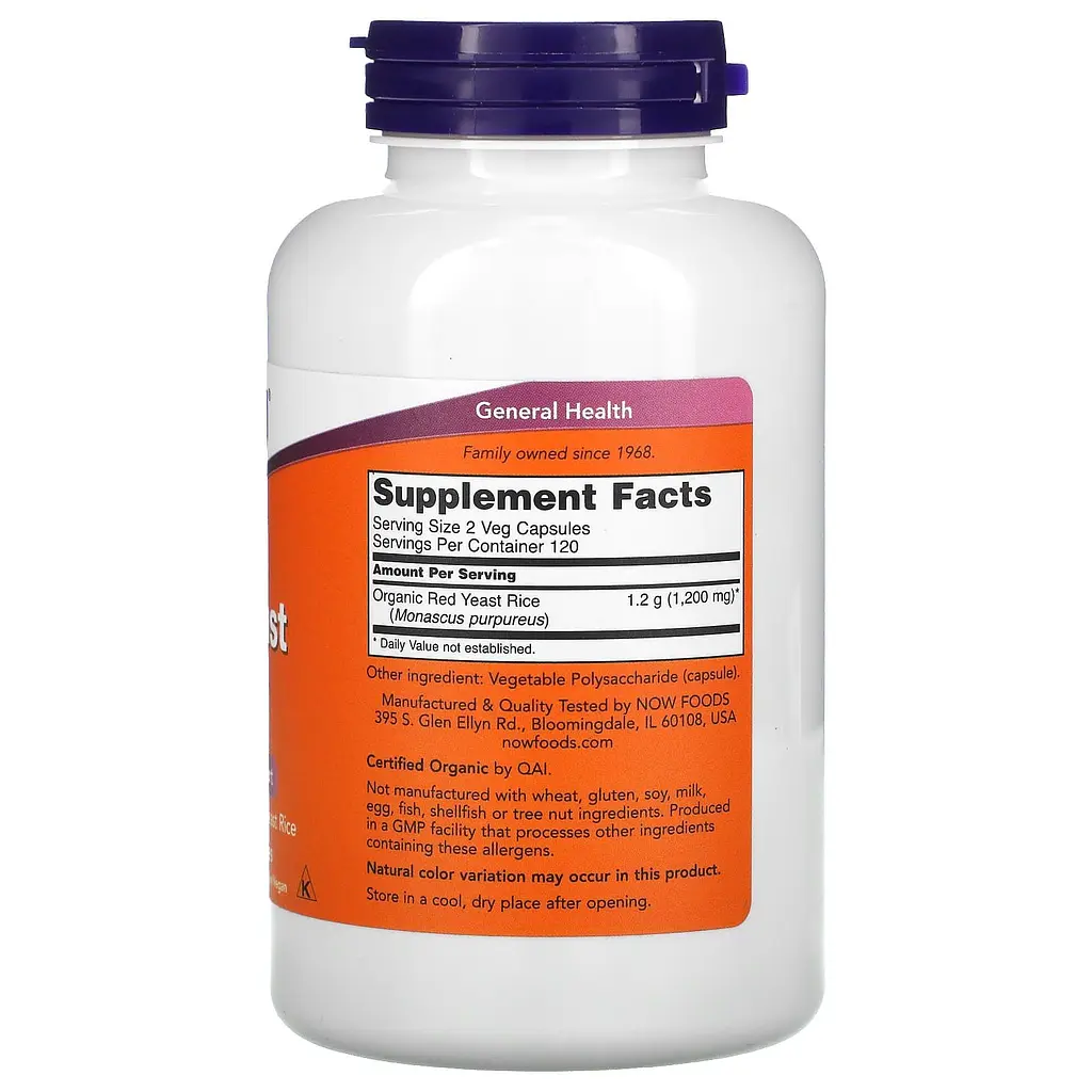 Красный дрожжевой рис Now Foods Red Yeast Rice 600 мг 240 капсул - фото 2