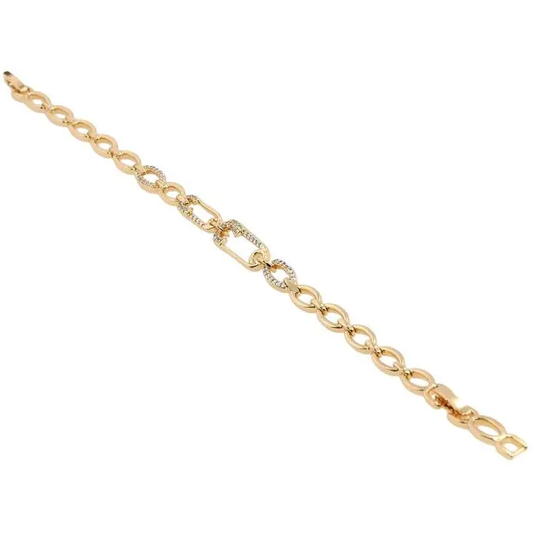 Браслет XUPING Позолота 18K "Декоративні ланки шпильки з цирконієм" довжина з дод. замком 17.5,19.5см х 5-7мм (160517)