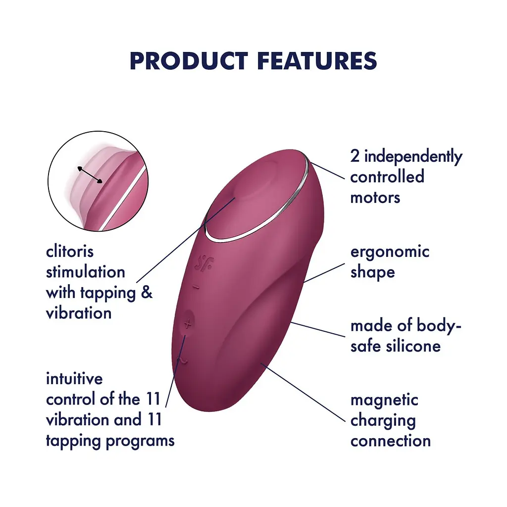 Вібростимулятор-пульсатор Satisfyer Tap & Climax 1 Red, ефект постукування пальцем Satisfyer SX0566 99301 - фото 3