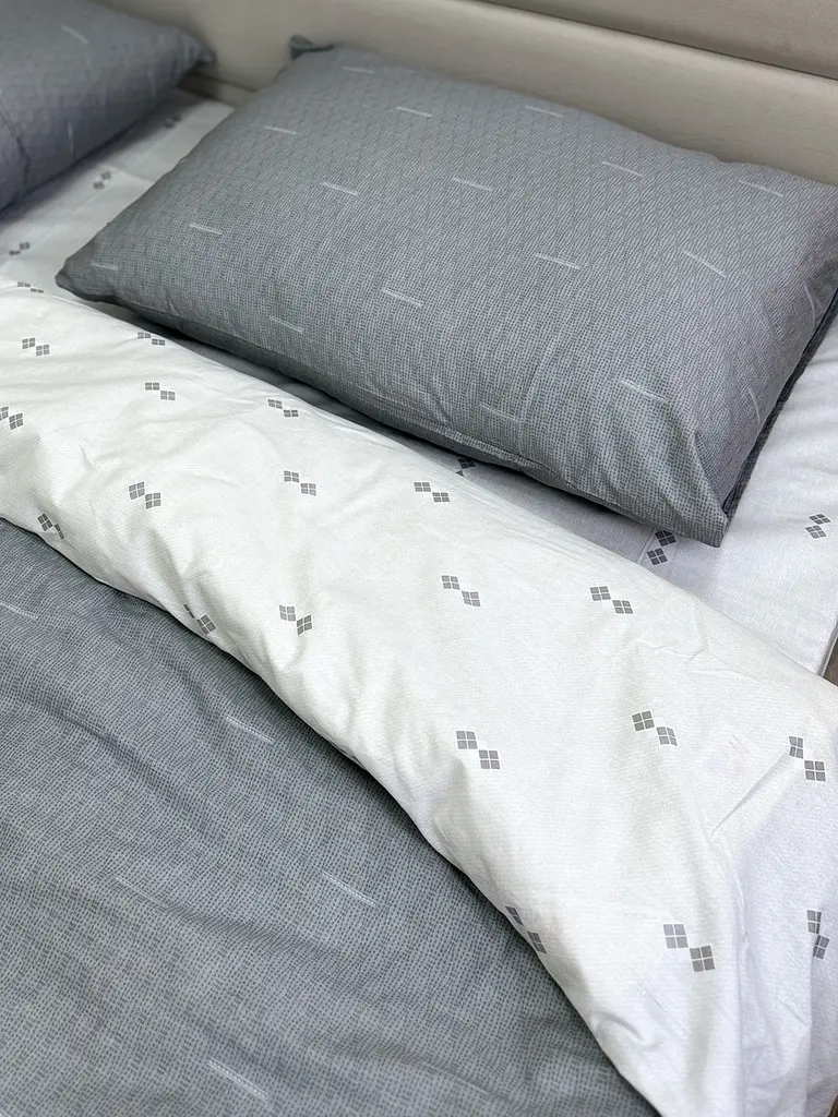 Комплект постільної білизни Ecotton двоспальний Сімейний сіра Полоса 21205 (23743) - фото 2
