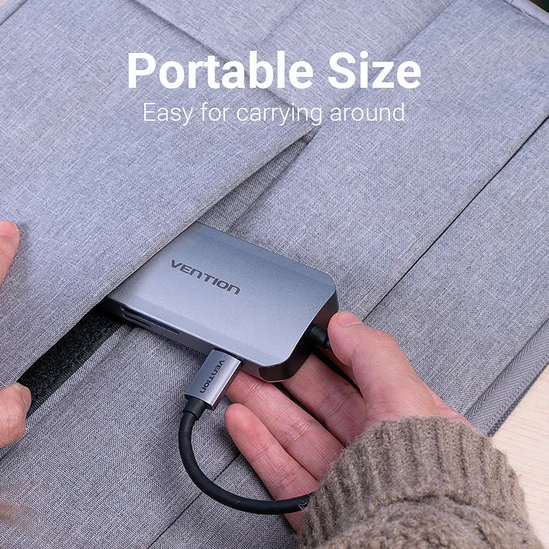 Хаб USB 3.1 Type-C -> 3хUSB 3.0/SD/TF/PD 100W 6-in-1 Vention - фото 10