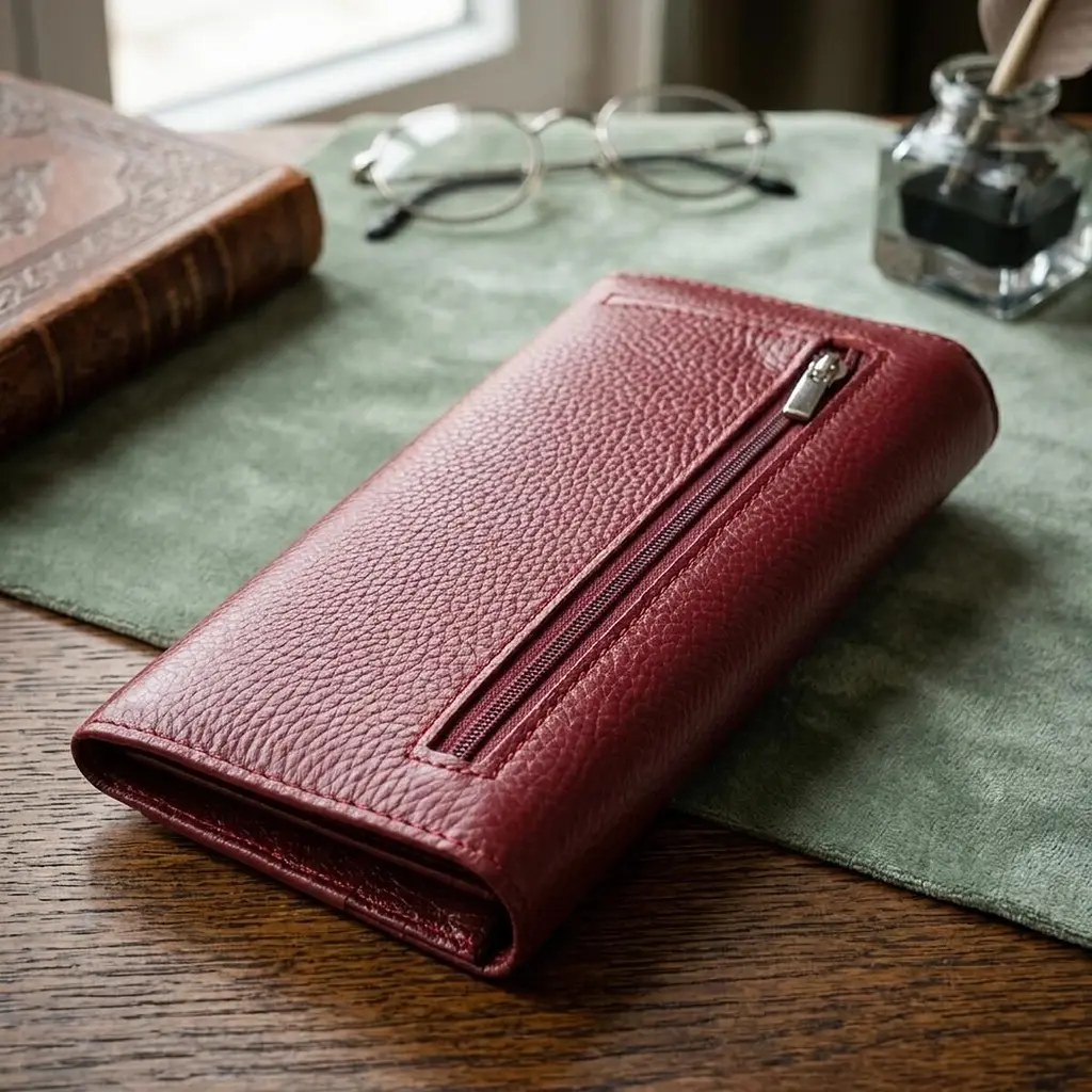 Практичний гаманець для жінок із натуральної шкіри ST Leather 23098 бордовий - фото 4