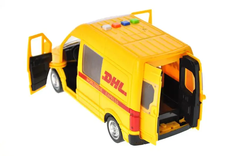 Іграшковий мікроавтобус Служба доставки DHL 1:16 інерційний світлозвукові ефекти WY591C у коробці р.27х16,5х11,5см - фото 7