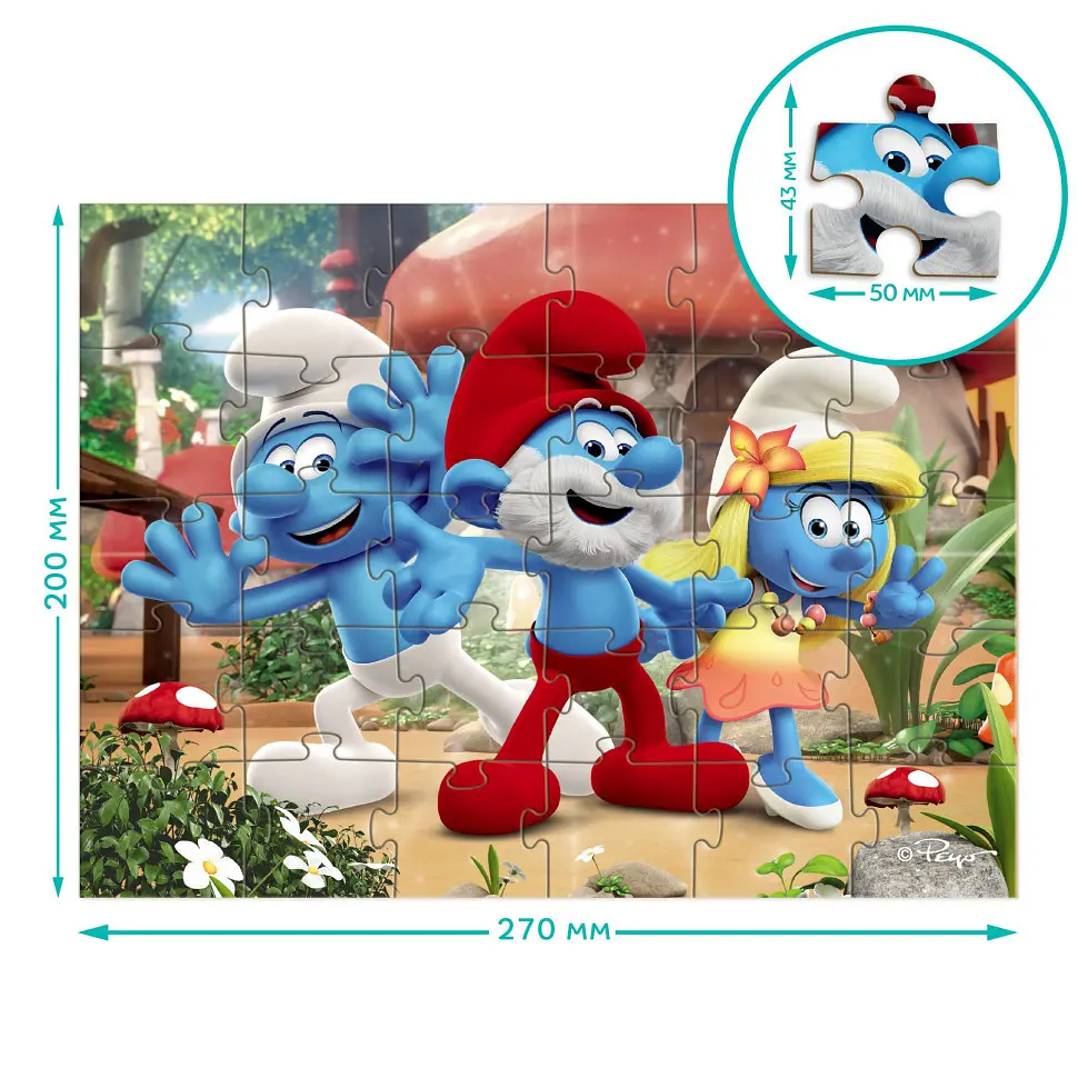 Дитячий пазл "The Smurfs: Привіт усім!" 200662, 30 елементів - фото 3