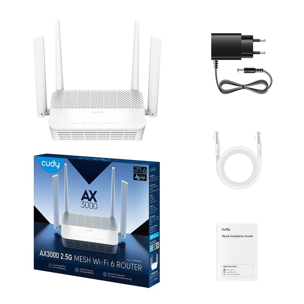 WiFi 6 Mesh-маршрутизатор 2.5G Cudy WR3000H дводіапазонний AX3000 (73-00544) - фото 3