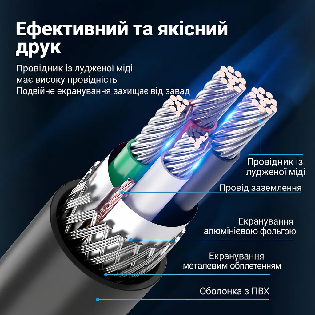 Кабель для принтера Vention COQBL USB 2.0 Type-A - Type-B 10 м чорний (COQBL) - фото 4