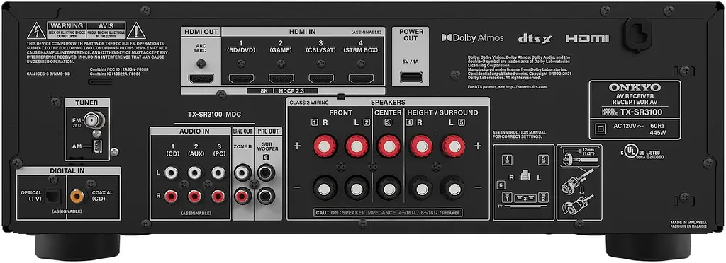 AV-Ресивер 5.2-канальный Onkyo TX-SR3100 Black - фото 4