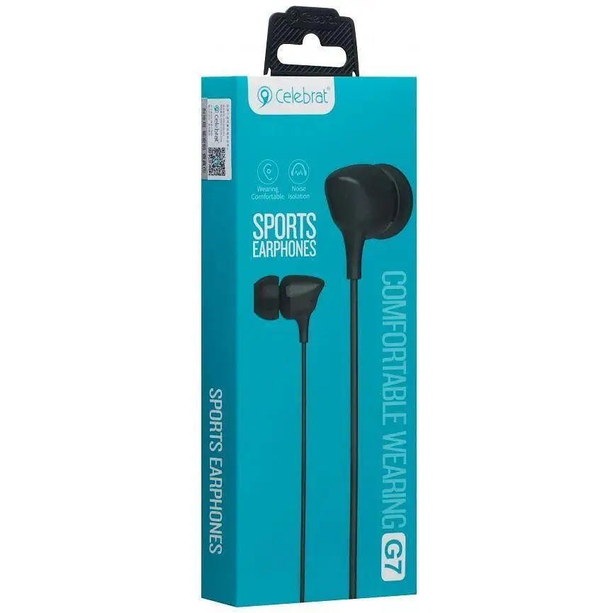 Навушники Celebrat G7 з мікрофоном та кнопкою на пульті чорні - фото 2