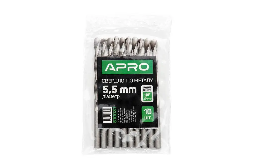 Свердло по металу APRO 5.8 мм Р6М5 (в упаковці 10 шт.) - фото 3