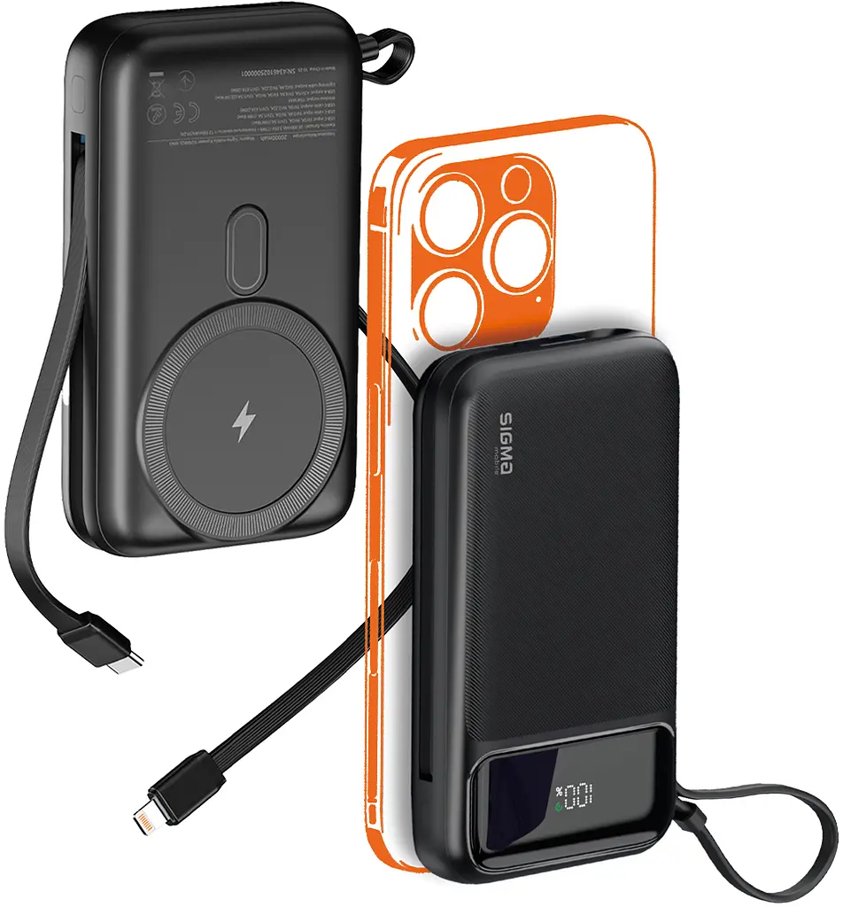 Power Bank Sigma X-power SI20A8QL-MAG 20000mAh 20W/15W Wireless black UA - фото 6