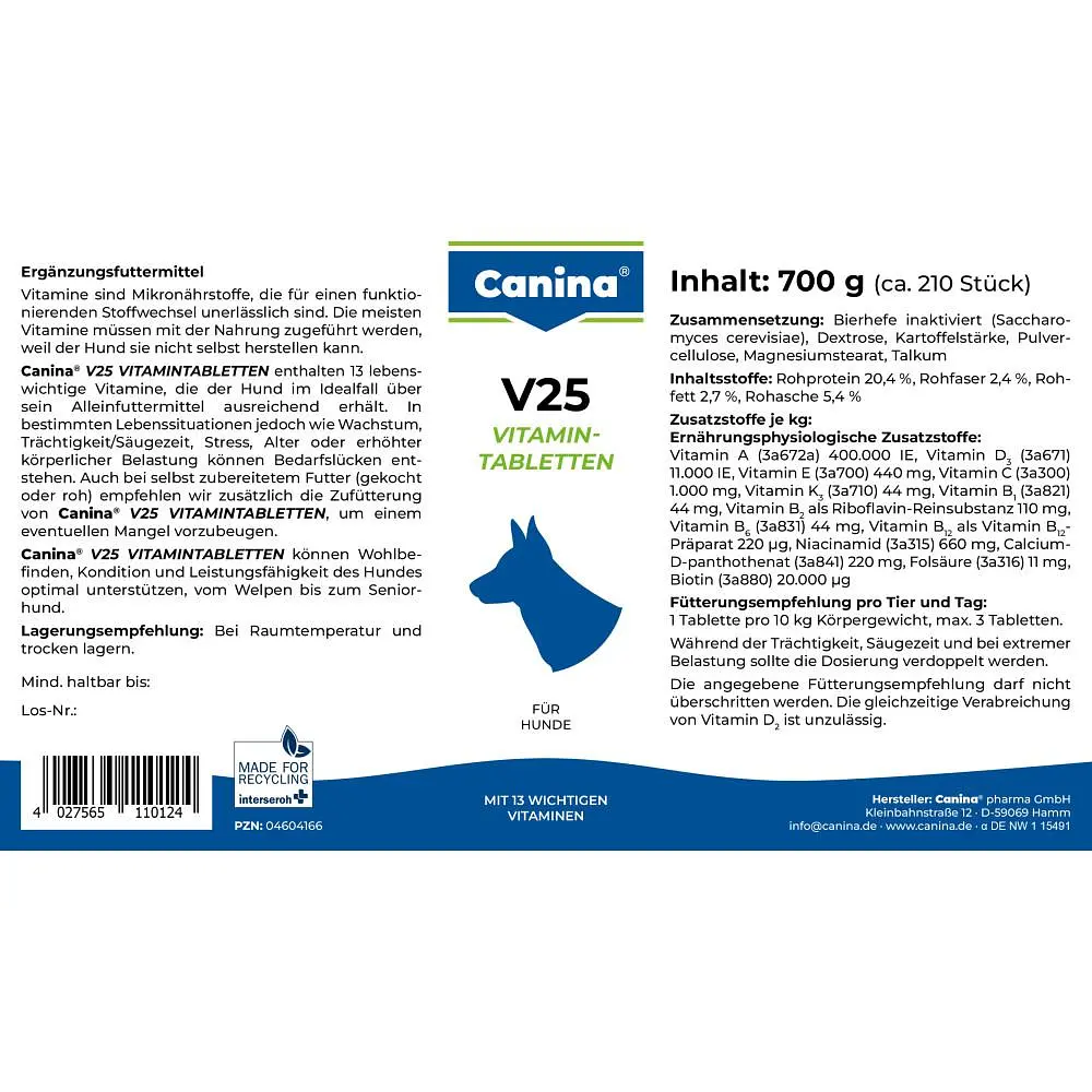 Вітаміни Canina V25 Vitamintabletten для собак, полівітамінний комплекс, 700 г (210 табл) - фото 8