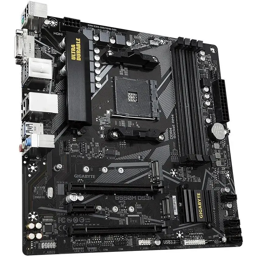 Материнская плата Gigabyte B550M DS3H sAM4 B550 4xDDR4 M.2 HDMI DVI mATX - фото 4