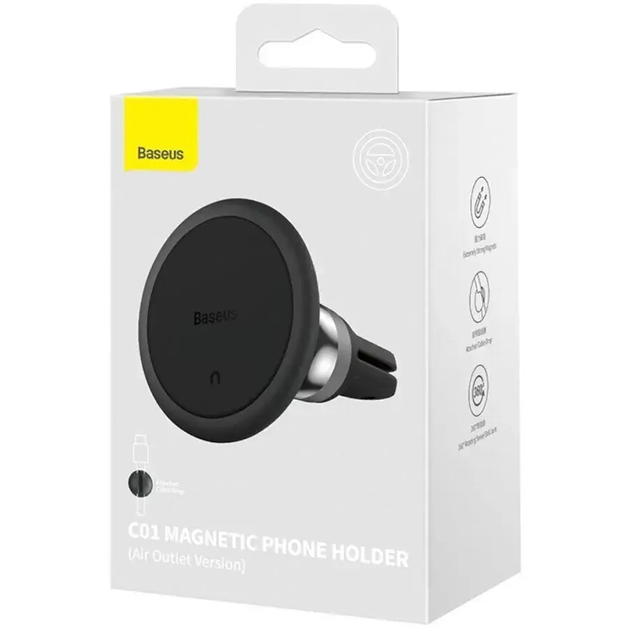 Автомобільний утримувач холдер Baseus C01 Magnetic Phone Holder Air Outlet Version SUCC000101 Black - фото 5