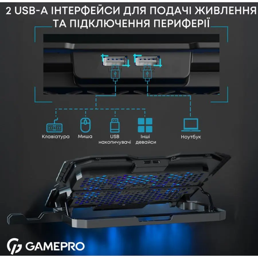 Охлаждающая подставка для ноутбука до 15,6 дюйма GamePro GPCP-560 5xfans - фото 7