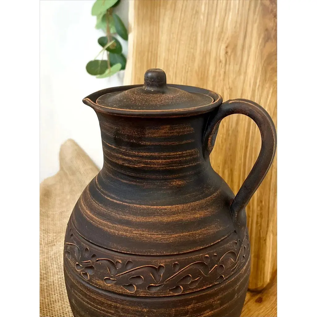 Кувшин 2.5 литра керамический (глиняный) резной с ручкой декор - фото 6