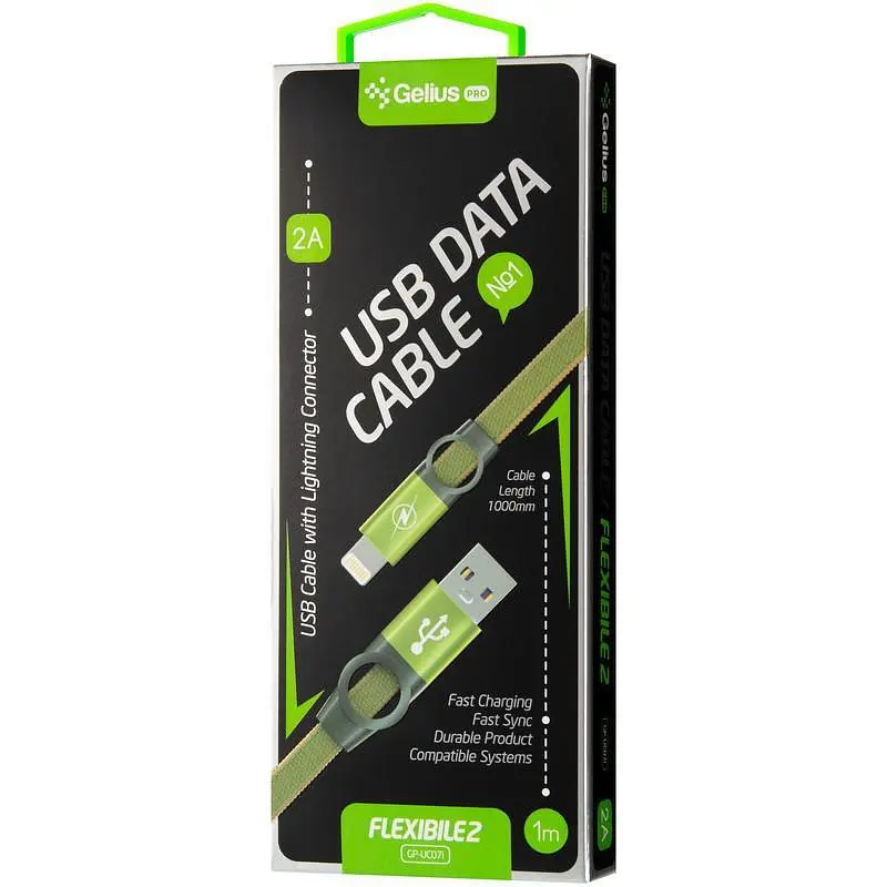 Зарядний кабель Gelius Pro Flexible 2 GP-UC07i iPhone X Green - фото 2