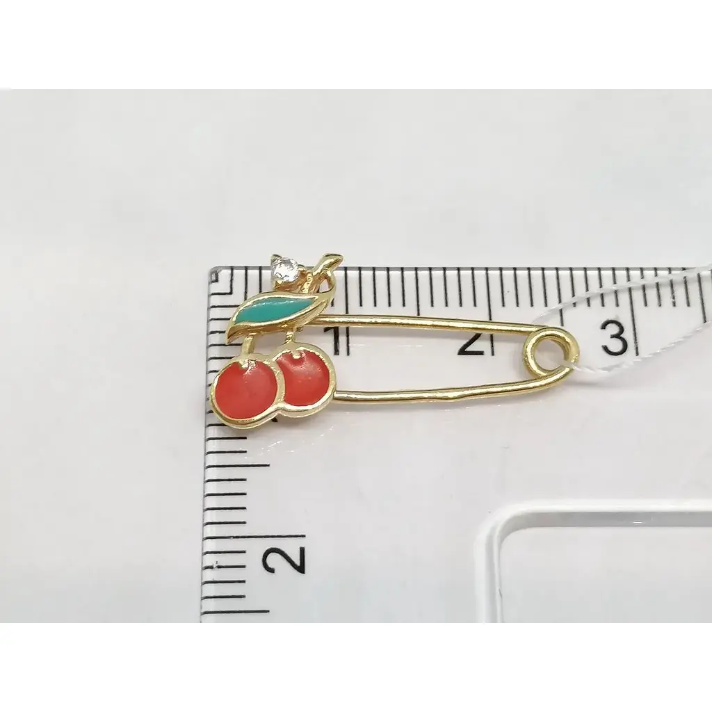 Золота брошка-шпилька Імперія золота Вишеньки з емаллю і фіанітом. БШ072И - фото 4