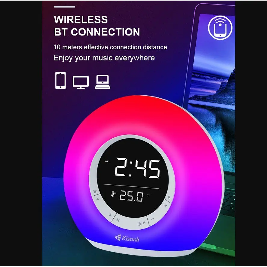 Портативная колонка, часы, будильник Kisonli Q6B Bluetooth 3600mAh 5 Вт - фото 2