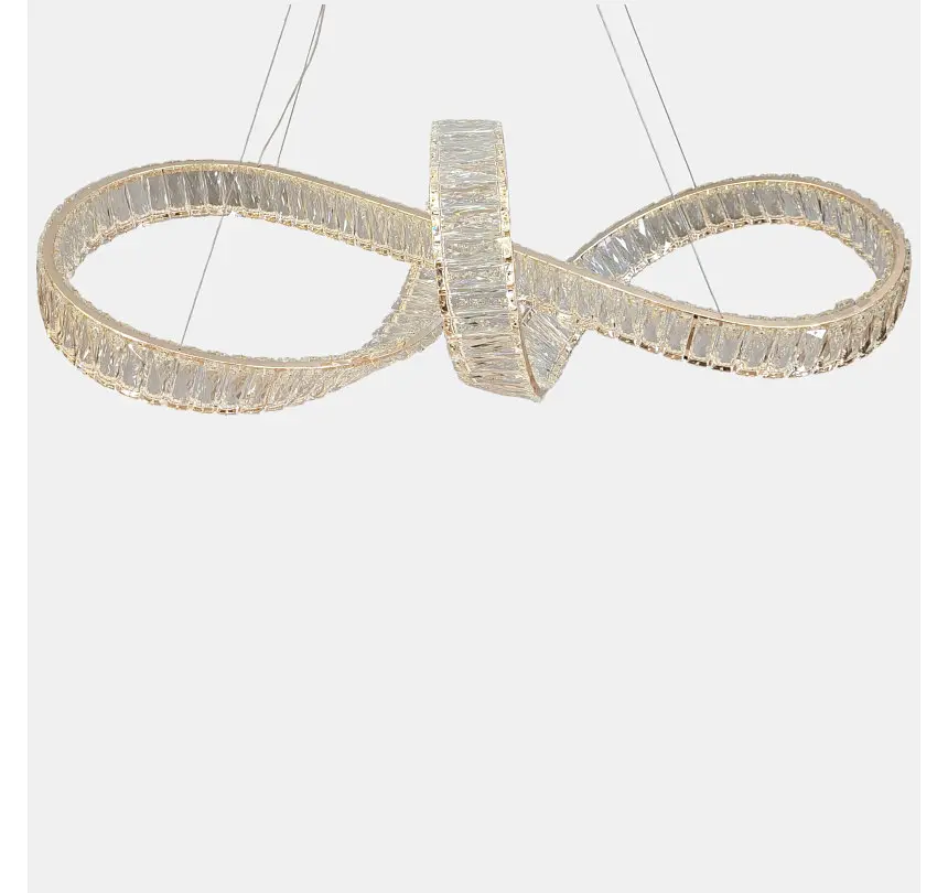 Велика лінійна золота кришталева LED люстра Artlight 549-1000GD довжиною 98 см, 138W, пульт та диммер - фото 4