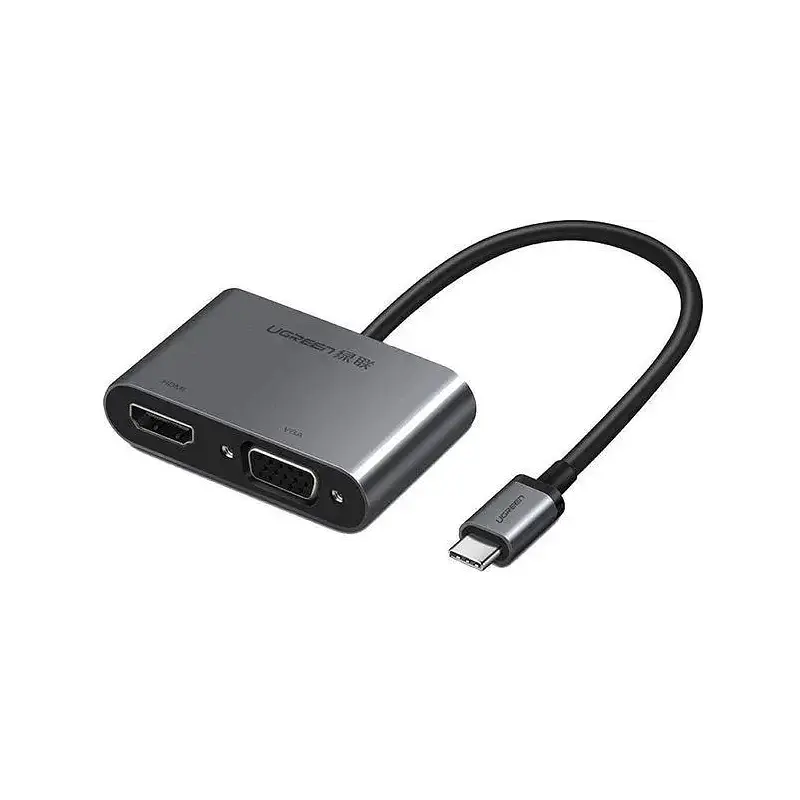 USB-хаб Ugreen USB-C to HDMI + VGA + USB 3. 0 Adapter with PD (сірий)