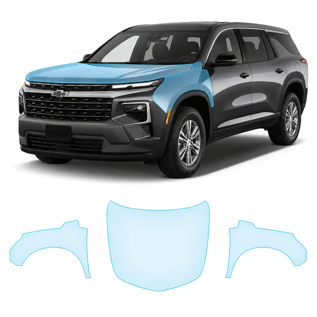 Антигравійна захисна бронеплівка за лекалами для Chevrolet Traverse III 2023- капот і передні крила