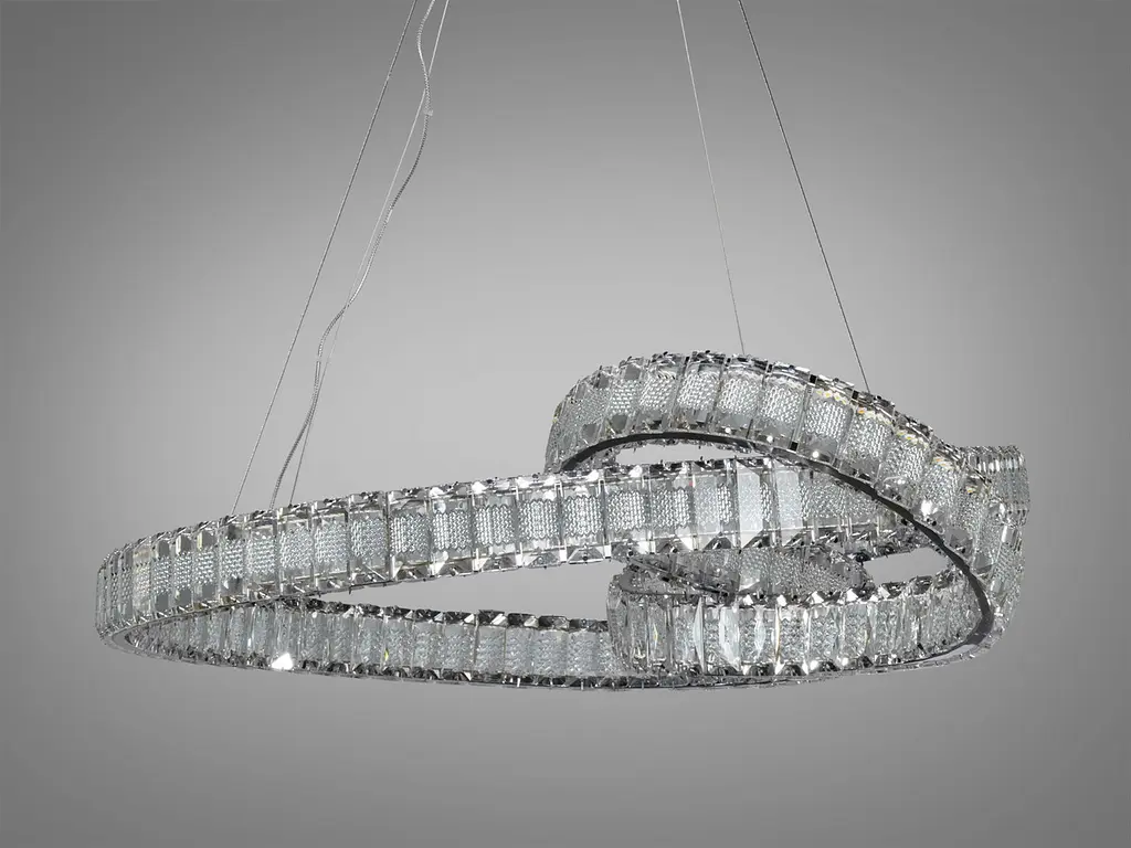 Люстра підвісна LED Diasha D8880/600CH, хром, кришталеві стрічки, Ø 65 см, 92 W, пульт - фото 3