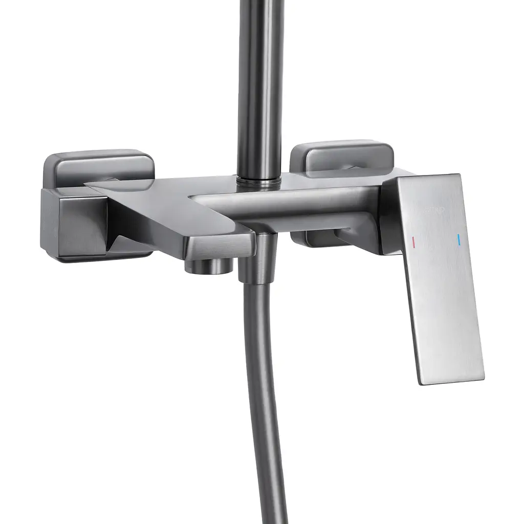Душова система універсальна Qtap Gemini на три споживача (з виливом) QTGEM111GMB45688 Gunmetal Black PVD, Шліфований чорний хром - фото 3