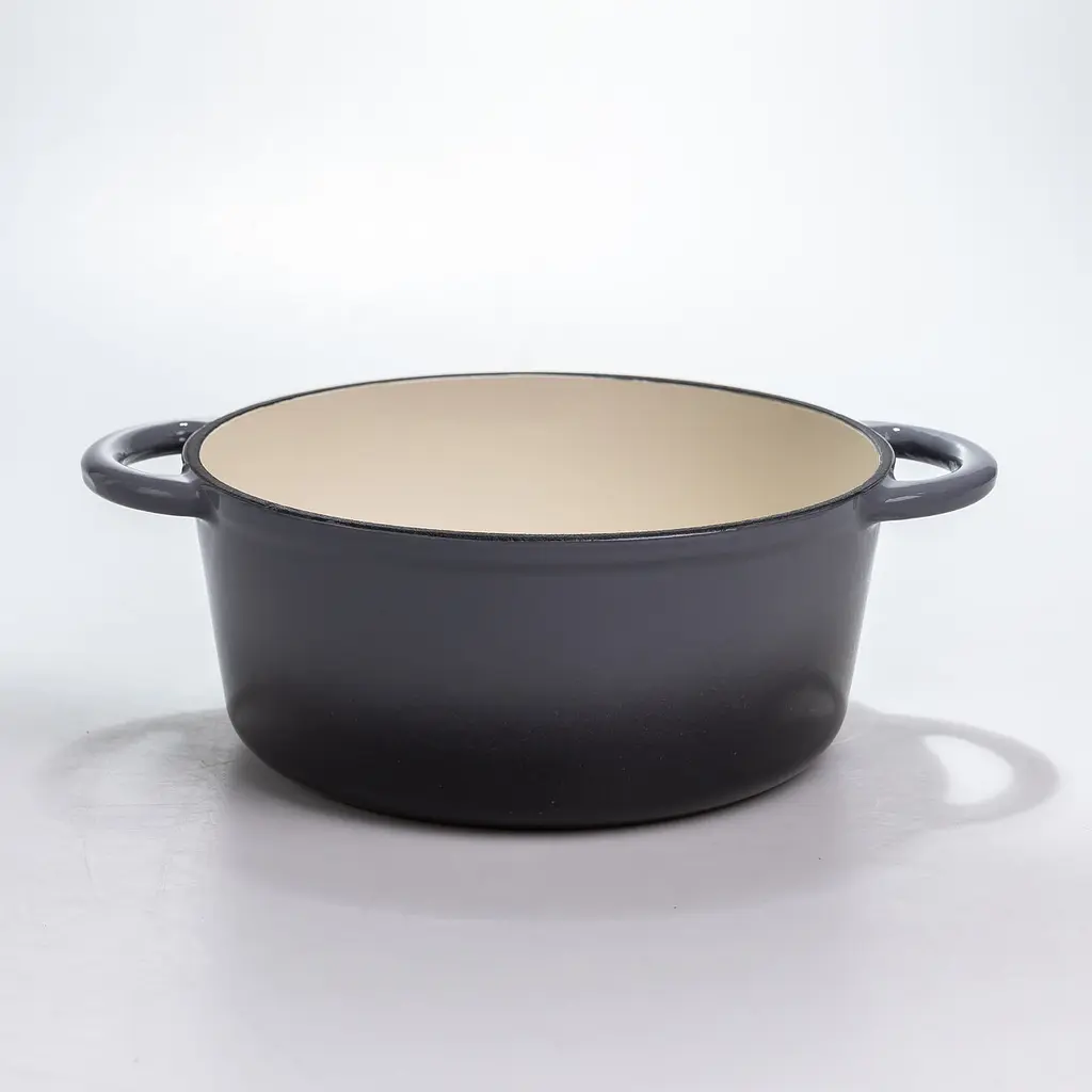 Каструля чавунна емальована Premium Cookware 2.5 л з кришкою Сіра для тушкування та запікання - фото 3