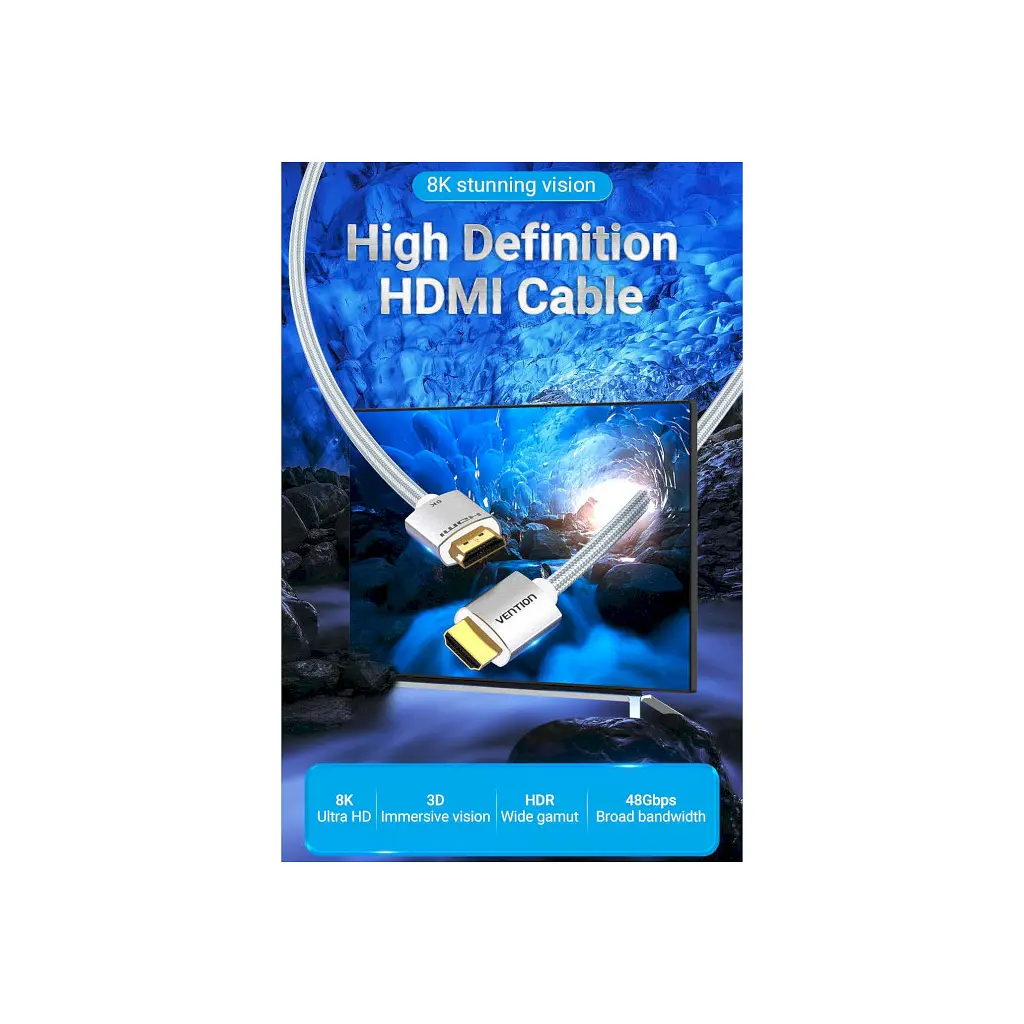 Кабель мультимедійний HDMI M to HDMI M 2.0m V2.1 8K60Hz silver Vention (ALCIH) - фото 10
