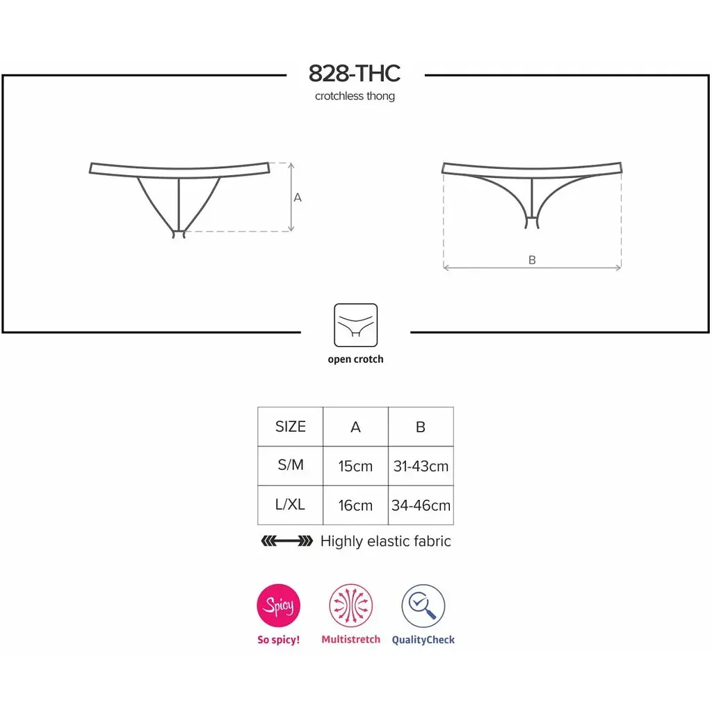 Мереживні танги з доступом Obsessive 828-THC-1 crotchless Thong S/M, чорні - фото 7