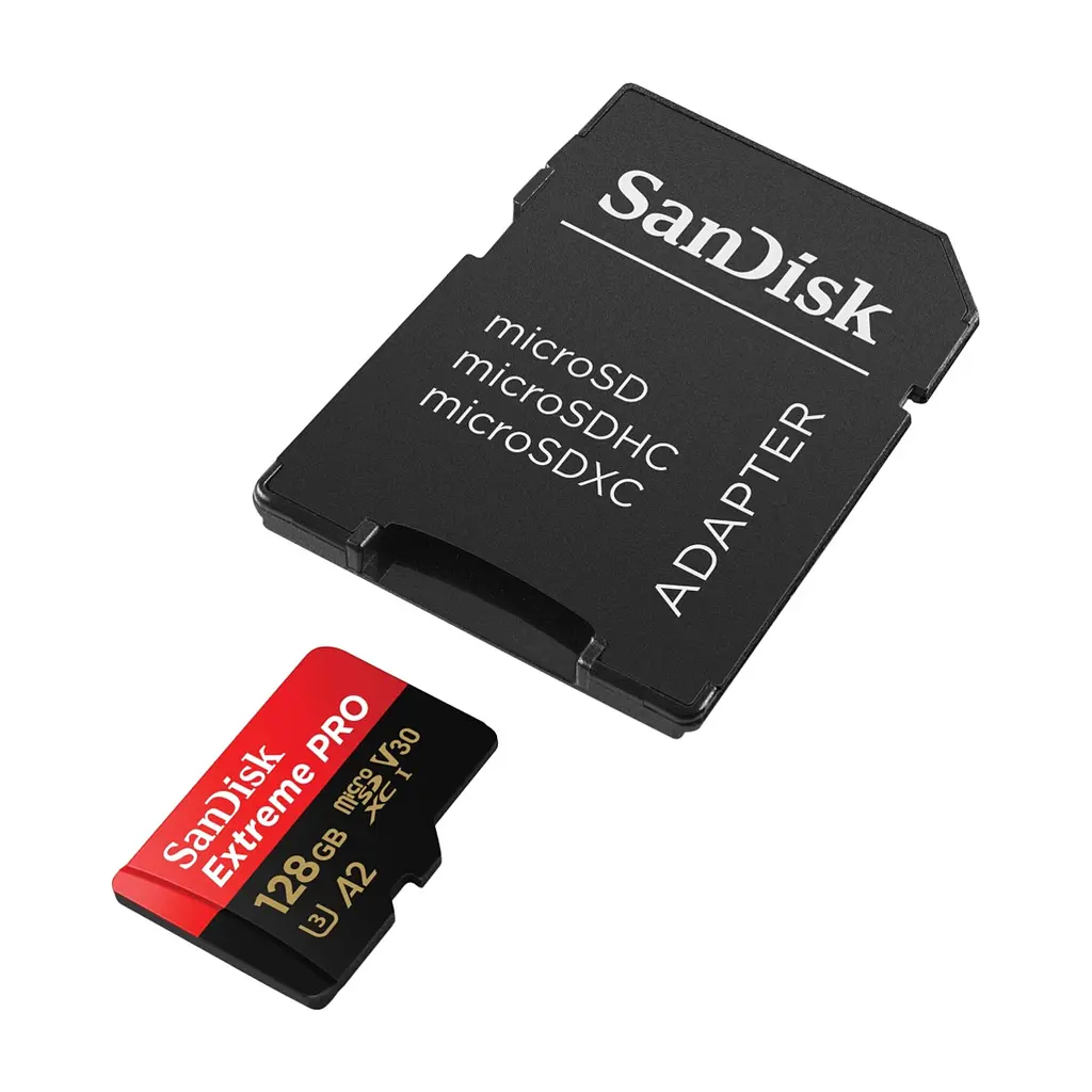 Карта пам'яті SanDisk 128 GB microSDXC UHS-I U3 Extreme Pro+SD Adapter (SDSQXCD-128G-GN6MA) - фото 4