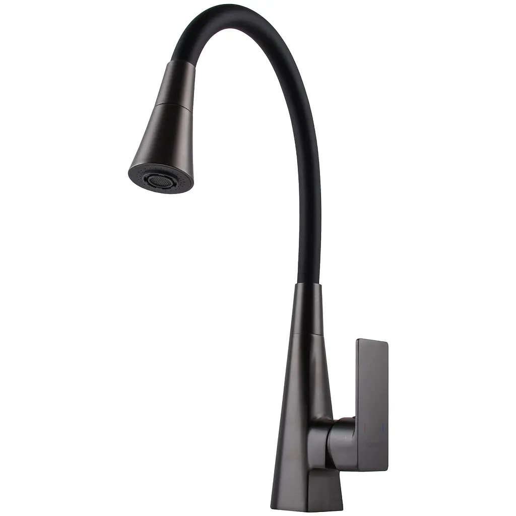 Змішувач Globus Lux NIAGARA GLN-0203SM-GP одноричажний поворотний для кухні графіт чорний з системою швидкого монтажу - фото 4