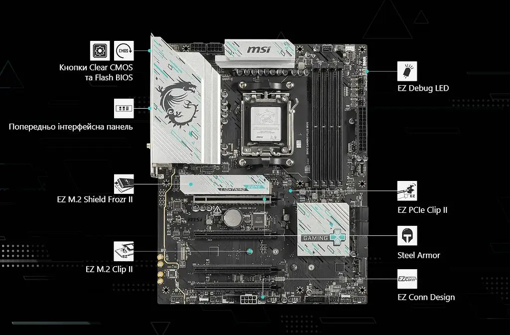 Материнська плата MSI B850 Gaming Plus WiFi Socket AM5 - фото 6