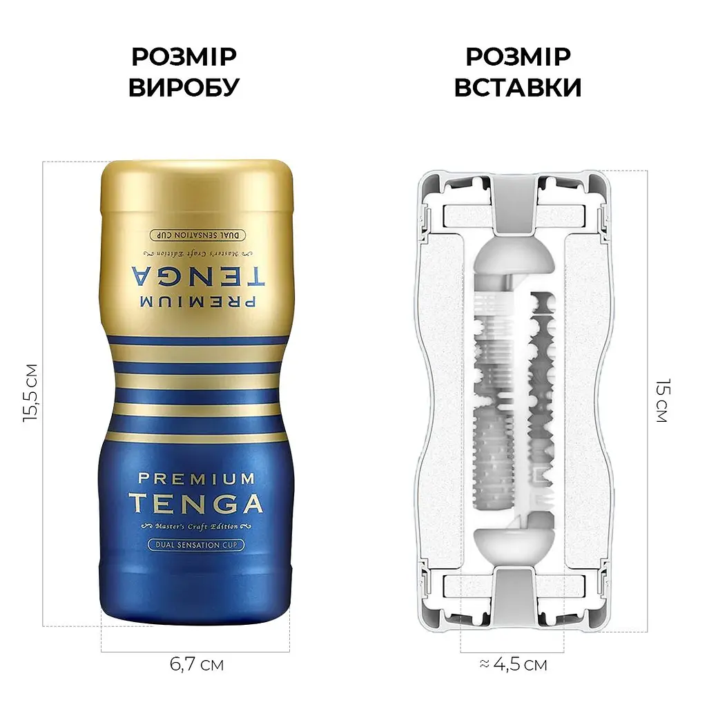 Мастурбатор Tenga Premium Dual Sensation Cup, двосторонній, з двома незалежними каналами - фото 2