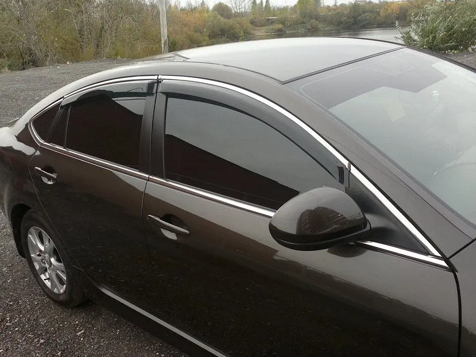 Дефлектори вікон вітровики для Mazda 6 2007-2012 Sedan Хром молдинг - фото 3