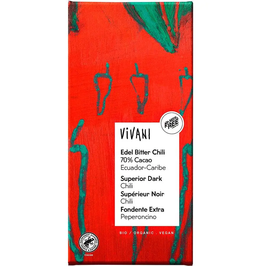 Шоколад Vivani Edel Bitter Chili чорний з перцем чилі органічний 70% 100 г - фото 2
