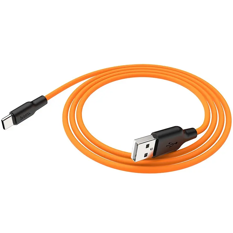 USB Cable Hoco X21 Silicone Type-C Black/Orange 1m - фото 4