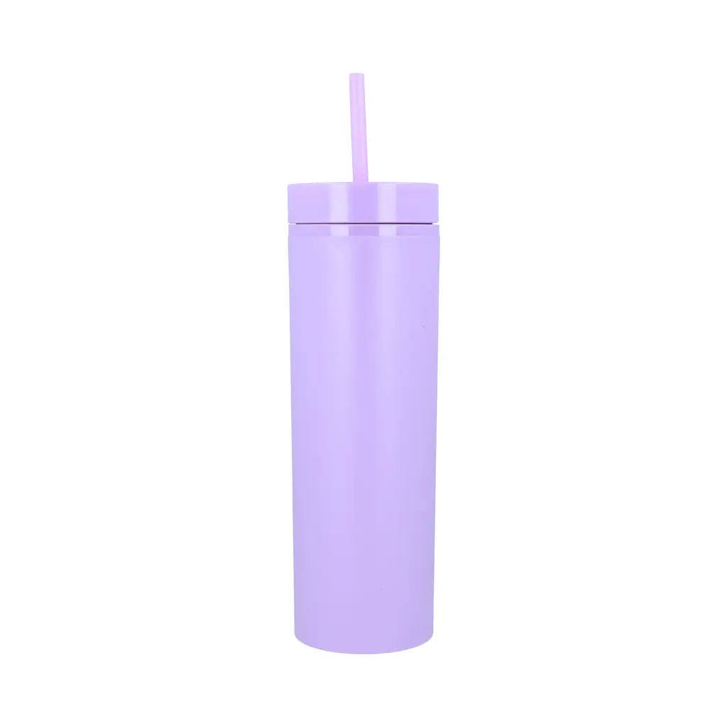 Охлаждающий матовый стакан 473 мл BPA-Free с трубочкой 21х6.5см violet - фото 2