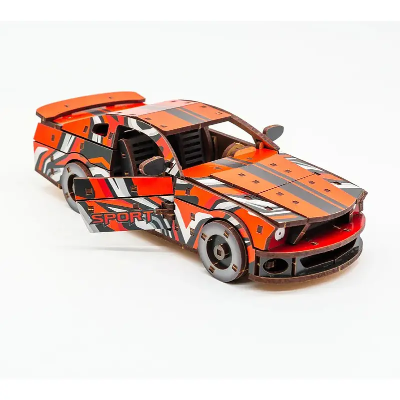 Дерев'яний 3D конструктор Mustang GT Puz-00641, 162 деталей - фото 4