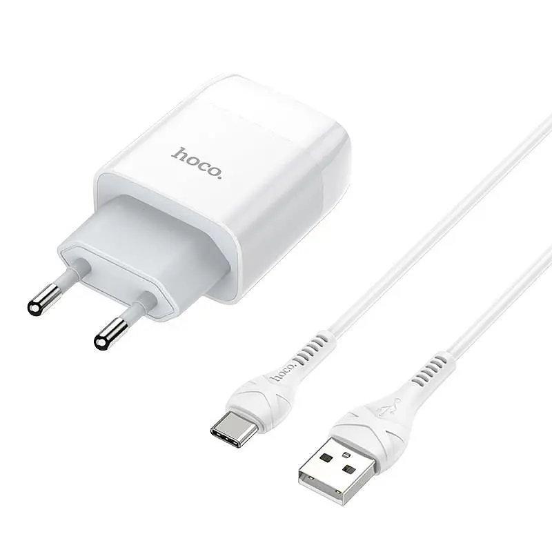 Зарядний пристрій Hoco C72A Glorious (1USB, 2.1А) White + кабель Type-C (6931474713018) - фото 3