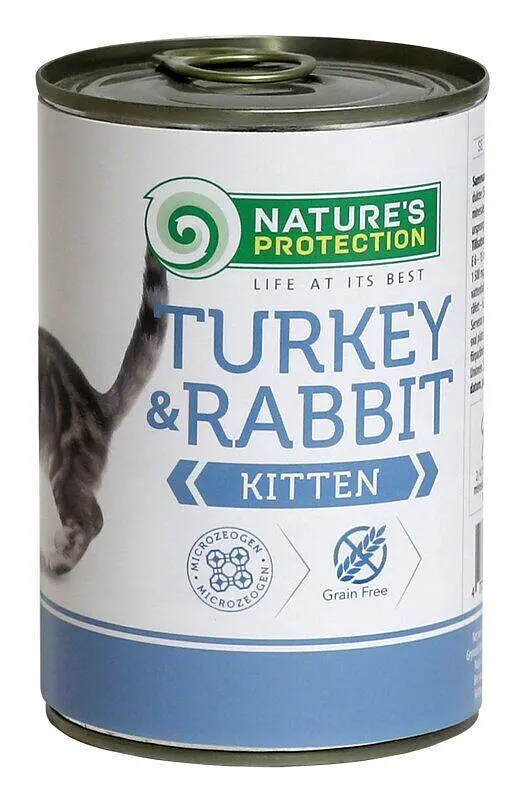Вологий корм з індичатиною і кролятиною для молодих кошенят Nature's Protection Kitten Turkey&Rabbit, 400г