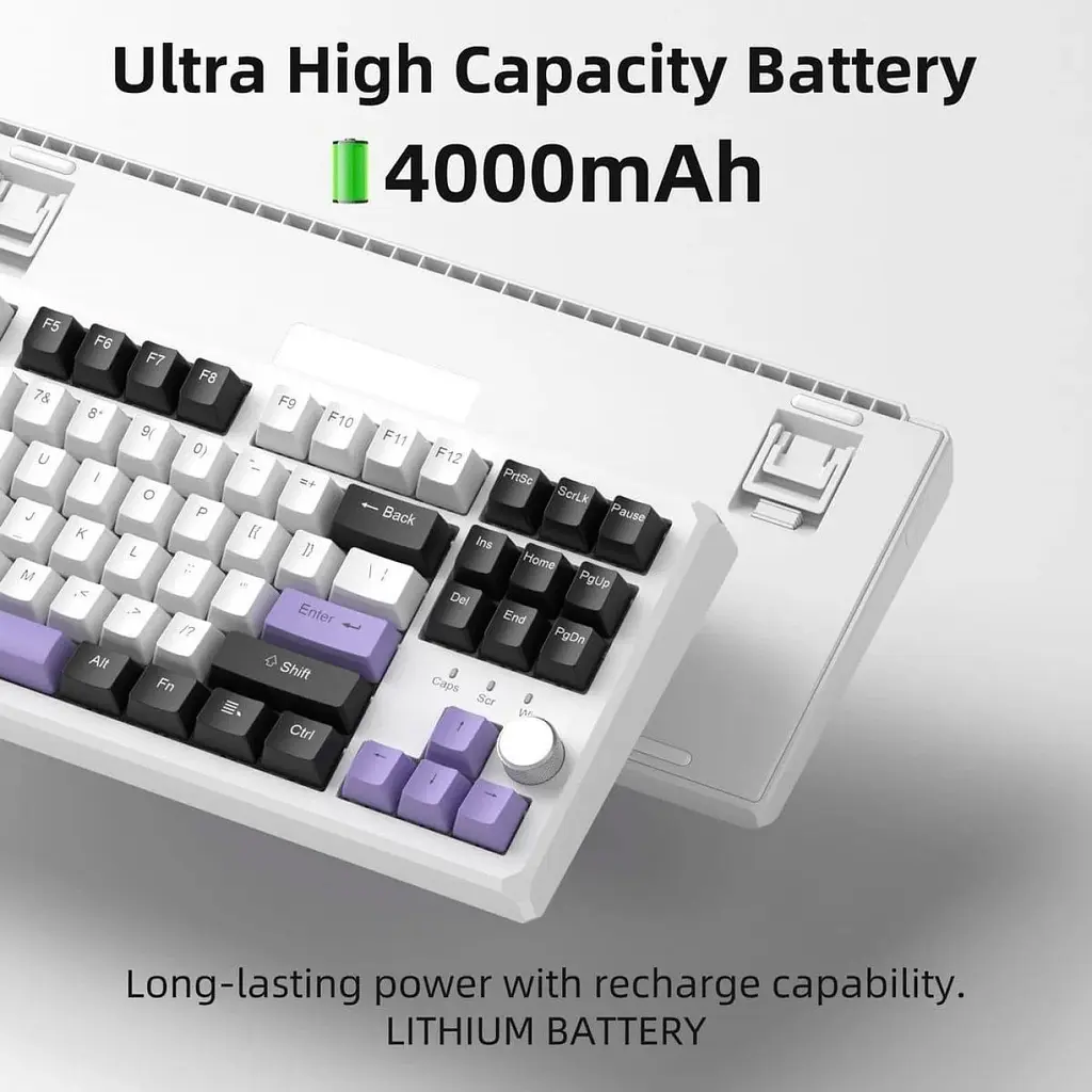 Клавіатура MageGee SKY 87 RGB Wireless Ivory White Switch Ice Purple (6971969728486-UA) [164308] - фото 11