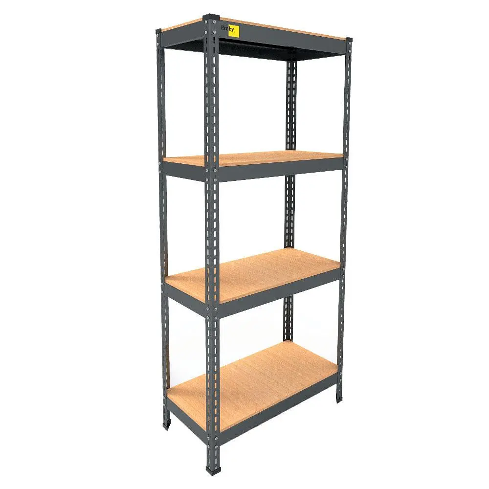 Металлический стеллаж Emby Light Series (размер 1500х900x450мм) 4 полки ДСП до 100кг Черный - фото 2