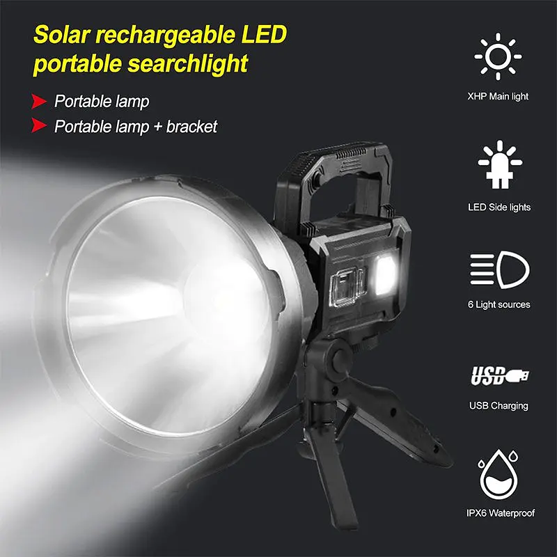 Фонарь переносной Voltronic W5109+Solar, 3+3 режима, встроенный аккумулятор, USB+micro - фото 9