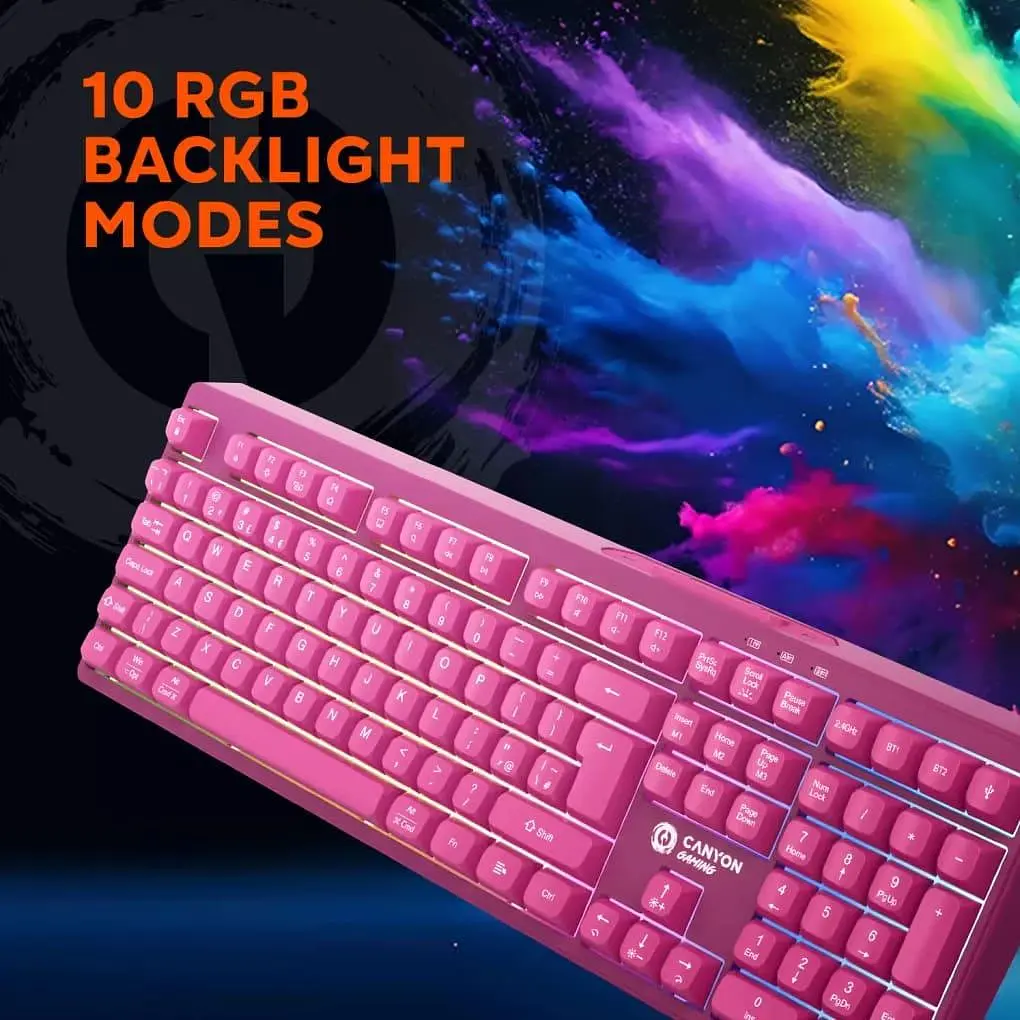 Клавіатура Canyon CND-SKBW2 105keys 2.4G+Bluetooth battery 2000mAh RGB Black (CND-SKBW2) - фото 13
