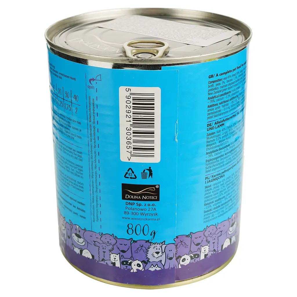Вологий корм для собак Dolina Noteci Superfood з м'ясом телятини та ягняти 800 г - фото 3