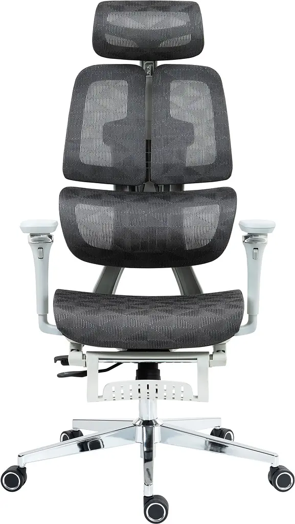Офісне ергономічне крісло GT Racer B-2450 White/Gray - фото 3